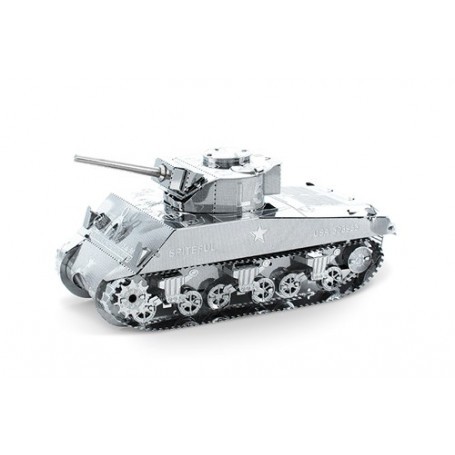 MetalEarth Combat Tank: SHERMAN TANK 7.33x3.47x3.37cm, metal 3D model with 2 sheets, on card 12x17cm, 14+ Metal model kit