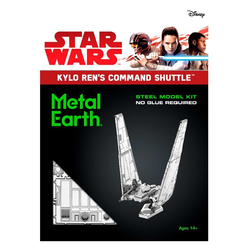 MetalEarth: STAR WARS (EP7) KYLO REN'S COMMAND SHUTTLE 5.08x8.89x10.16cm, metal 3D model with 2 sheets, on card 12x17cm, 14+