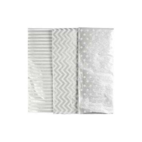 Tissue Paper, sheet 50x70 cm,  17 g, silver, 6sheets Various papers