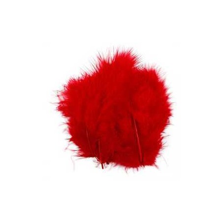 Feathers, size 5-12 cm, red, 15pcs Feather