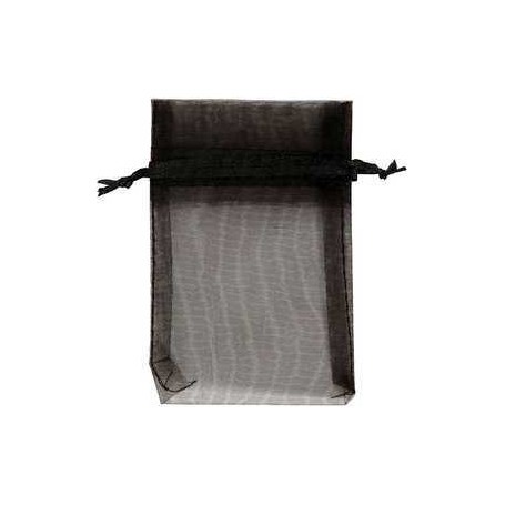 Organza Bags, black, size 7x10 cm, 10pcs Textile