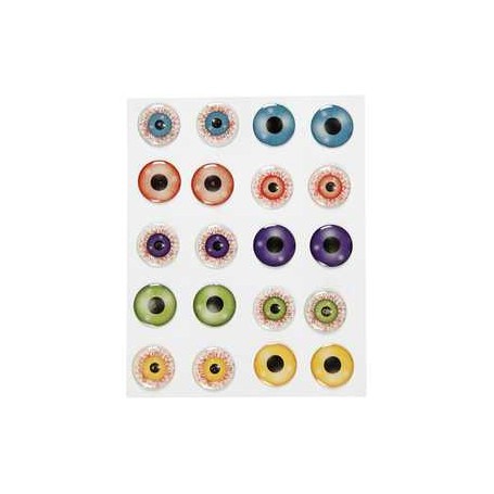 3D Eyes, D: 20 mm, self-adhesive, 1sheet Sewing, needles and accessories