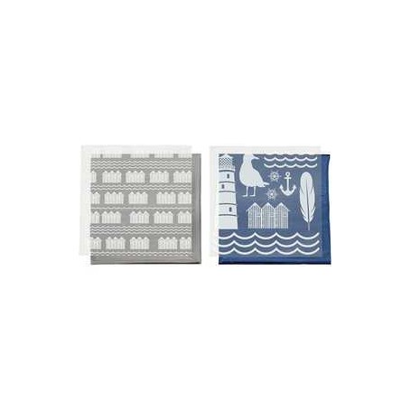 Deco Foil and transfer sheet, sheet 15x15 cm, blue, silver, lighthouse, 4sheets Leave