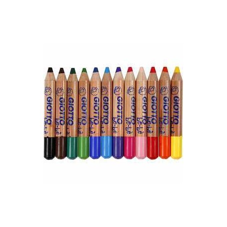 Colouring Pencils, lead: 6 mm, D: 13 mm, asstd colours, 12pcs, L: 10.5 cm 