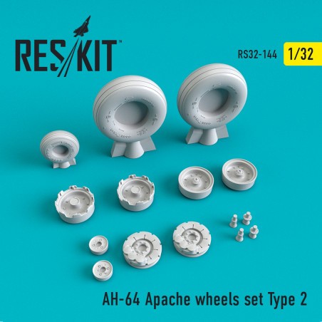 Boeing/Hughes AH-64A Apache wheels set Type 2 (designed to be used with Hasegawa, Monogram and Revell kits) 