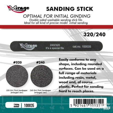 MIRAGE Sanding Stick Double Grid 240/320 