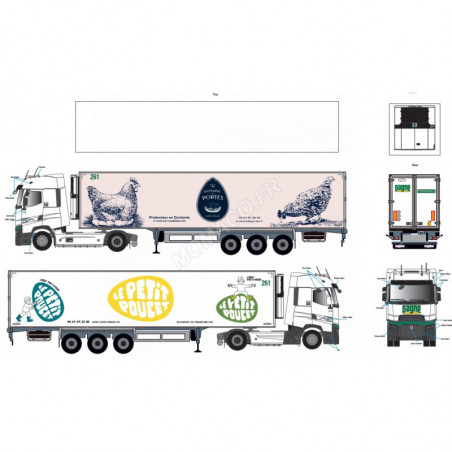 RENAULT T HIGH 2021 CHEREAU TRAILER "TRANSPORT WINS THE EGGS" Die-cast truck
