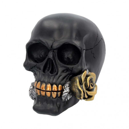 Skull Gothic Black Rose From The Dead Figurine