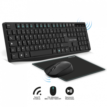 Pack azerty keyboard, wireless mouse and gaming mouse pad - Elite- Combo