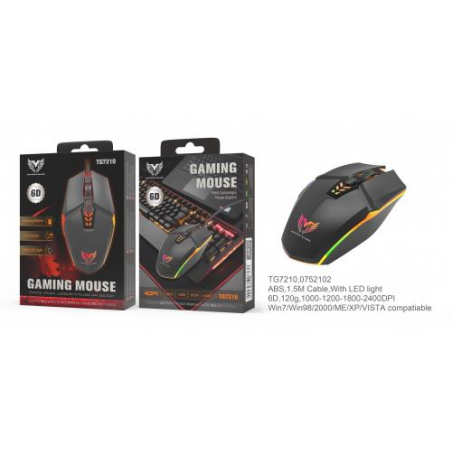 6D Wired Gaming Mouse - NE TG7210 - DPI 800-1200-1600-2400 - 6 buttons - 1.5 m - Black