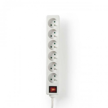 Extension socket - 6 inputs - 1.5m - On/Off button - White