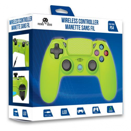 Flashy Green Wireless Controller for PS4 With Headphone Jack and Illuminated Buttons