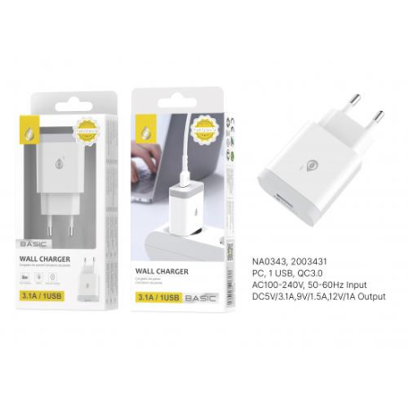 USB Sector Tip Quick Charge - 3.1A/5V - S basic-NA0343-White 