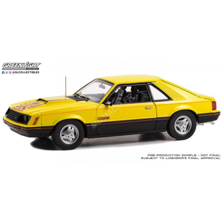 FORD MUSTANG COBRA COUPE 1979 YELLOW WITH BLACK AND RED COBRA STRIPES AND LOGO Die-cast 