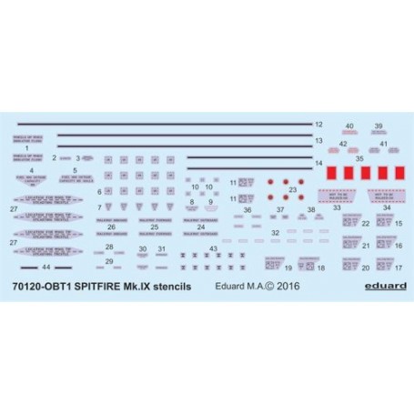 Decals Supermarine Spitfire Mk.IXc stencils (designed for use with Eduard kits) 